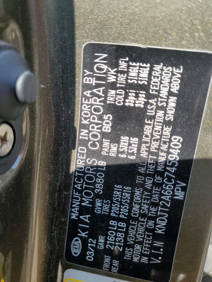 2012 Kia Soul + VIN: KNDJT2A66C7459409 Lot: 65208264