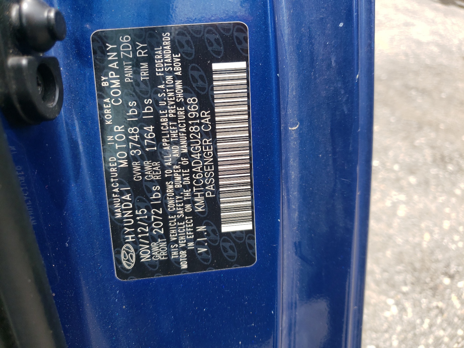 KMHTC6AD4GU281968 2016 Hyundai Veloster