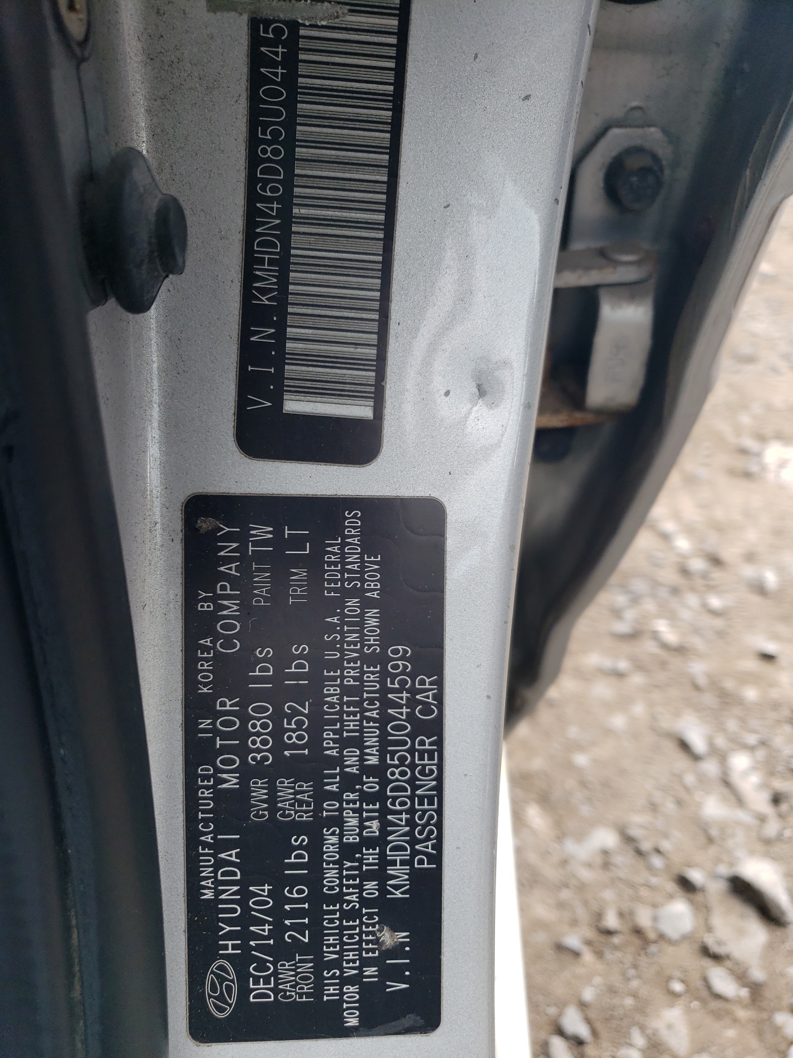 KMHDN46D85U044599 2005 Hyundai Elantra Gls