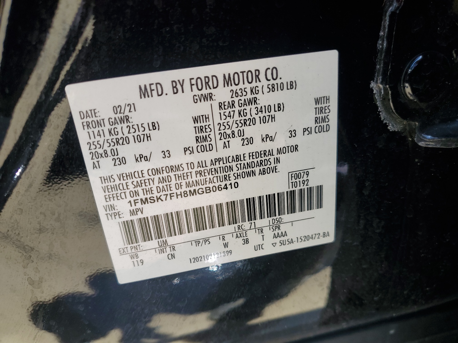 1FMSK7FH8MGB06410 2021 Ford Explorer Limited