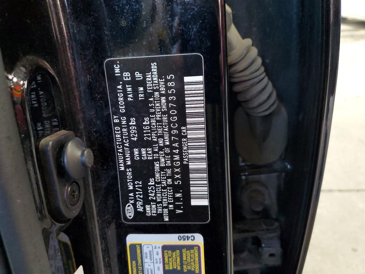 2012 Kia Optima Lx VIN: 5XXGM4A79CG073585 Lot: 64103244