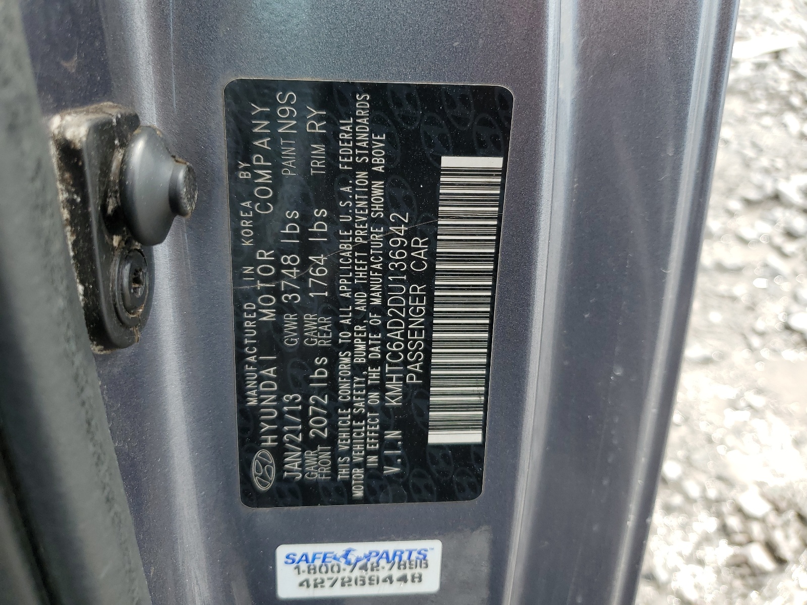 KMHTC6AD2DU136942 2013 Hyundai Veloster