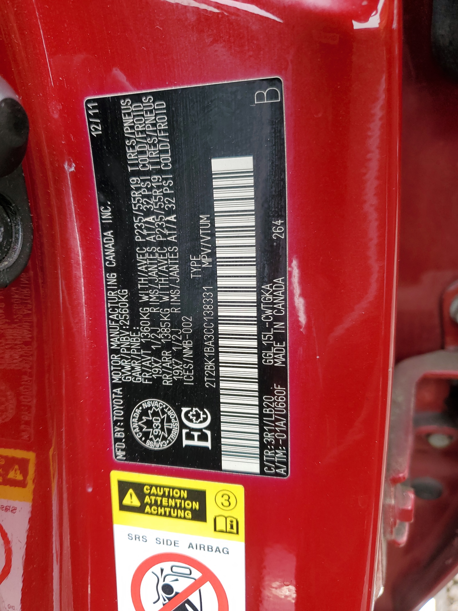 2T2BK1BA3CC138331 2012 Lexus Rx 350