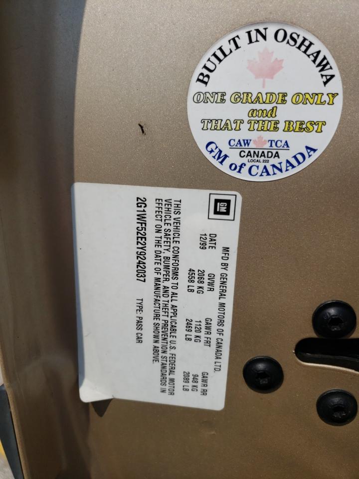 2000 Chevrolet Impala VIN: 2G1WF52E2Y9242037 Lot: 62438944