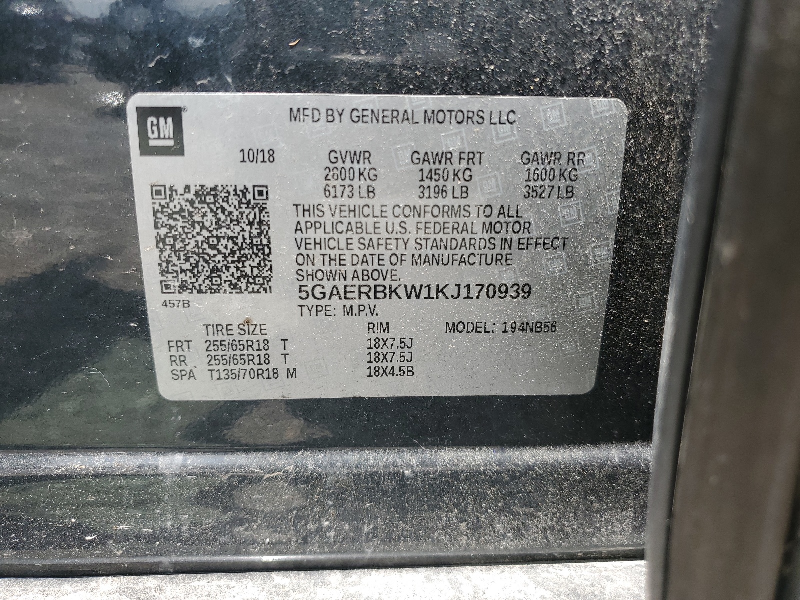 5GAERBKW1KJ170939 2019 Buick Enclave Essence