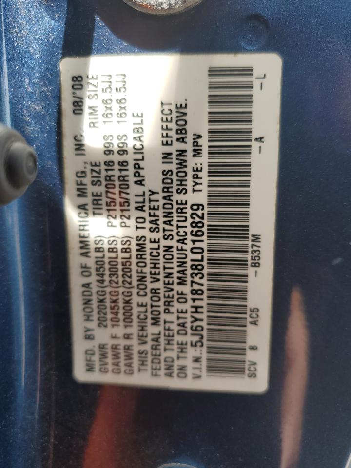 2008 Honda Element Ex VIN: 5J6YH18738L016829 Lot: 62839624