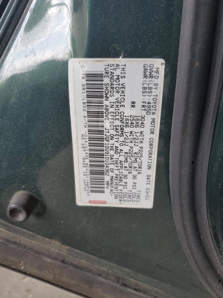 2001 Lexus Rx 300 VIN: JTJGF10U910104362 Lot: 65166314