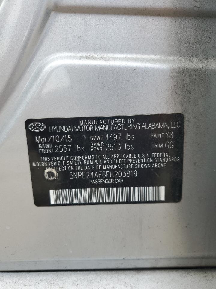 2015 Hyundai Sonata Se VIN: 5NPE24AF6FH203819 Lot: 60357894