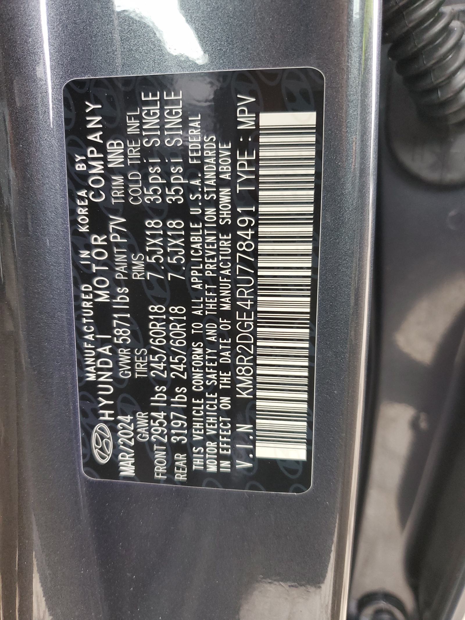 KM8R2DGE4RU778491 2024 Hyundai Palisade Sel