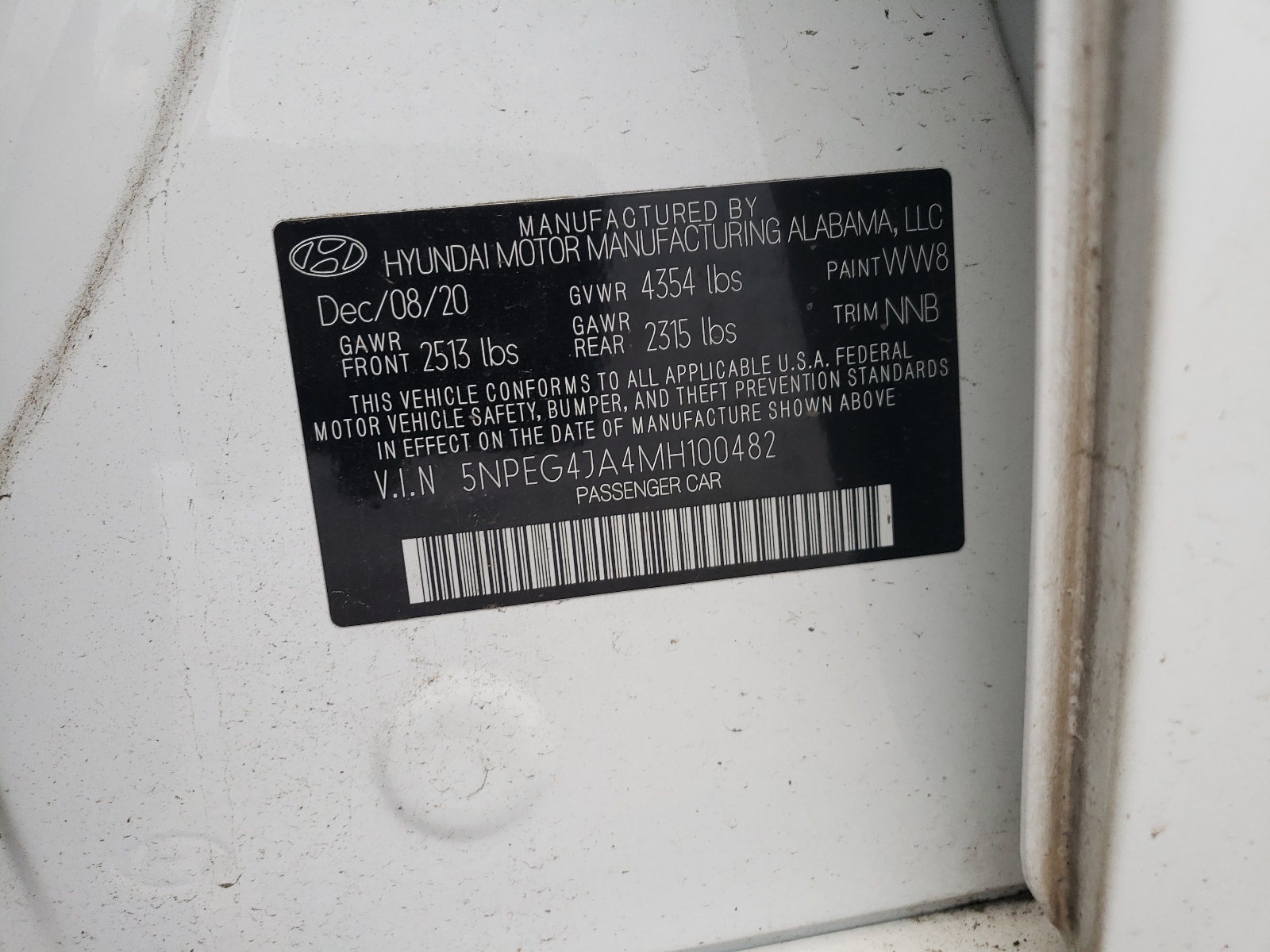 5NPEG4JA4MH100482 2021 Hyundai Sonata Se