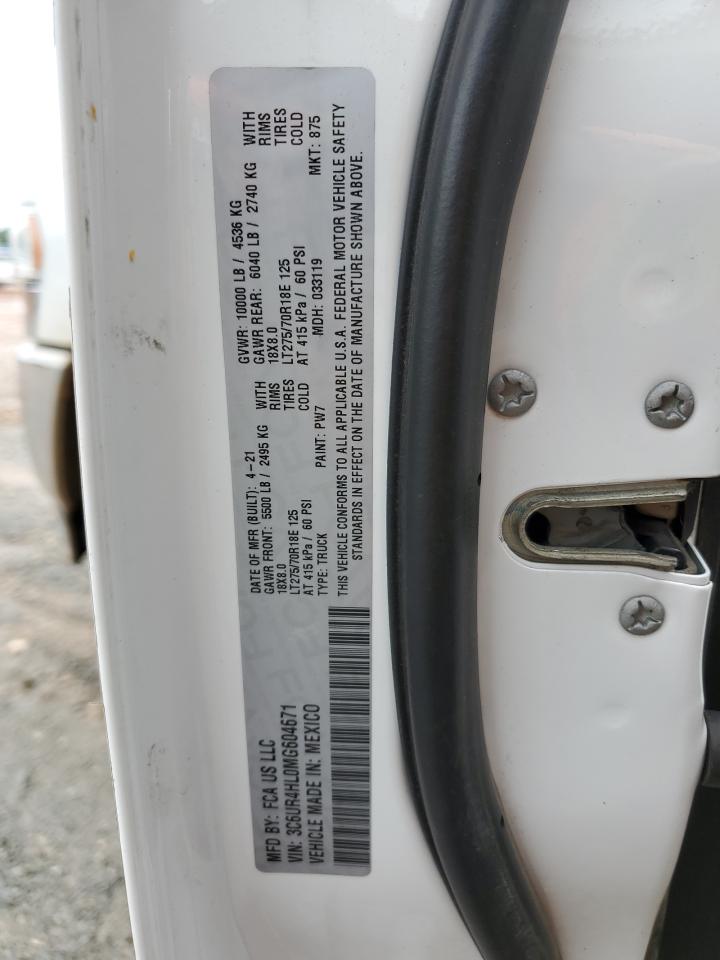 2021 Ram 2500 Tradesman VIN: 3C6UR4HL0MG604671 Lot: 63922684