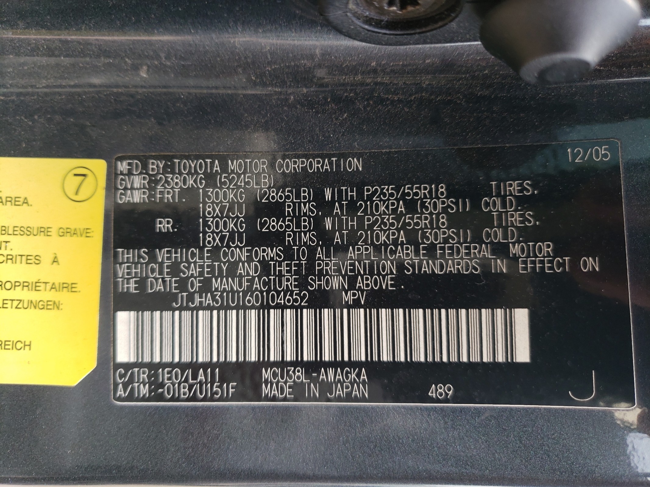 JTJHA31U160104652 2006 Lexus Rx 330