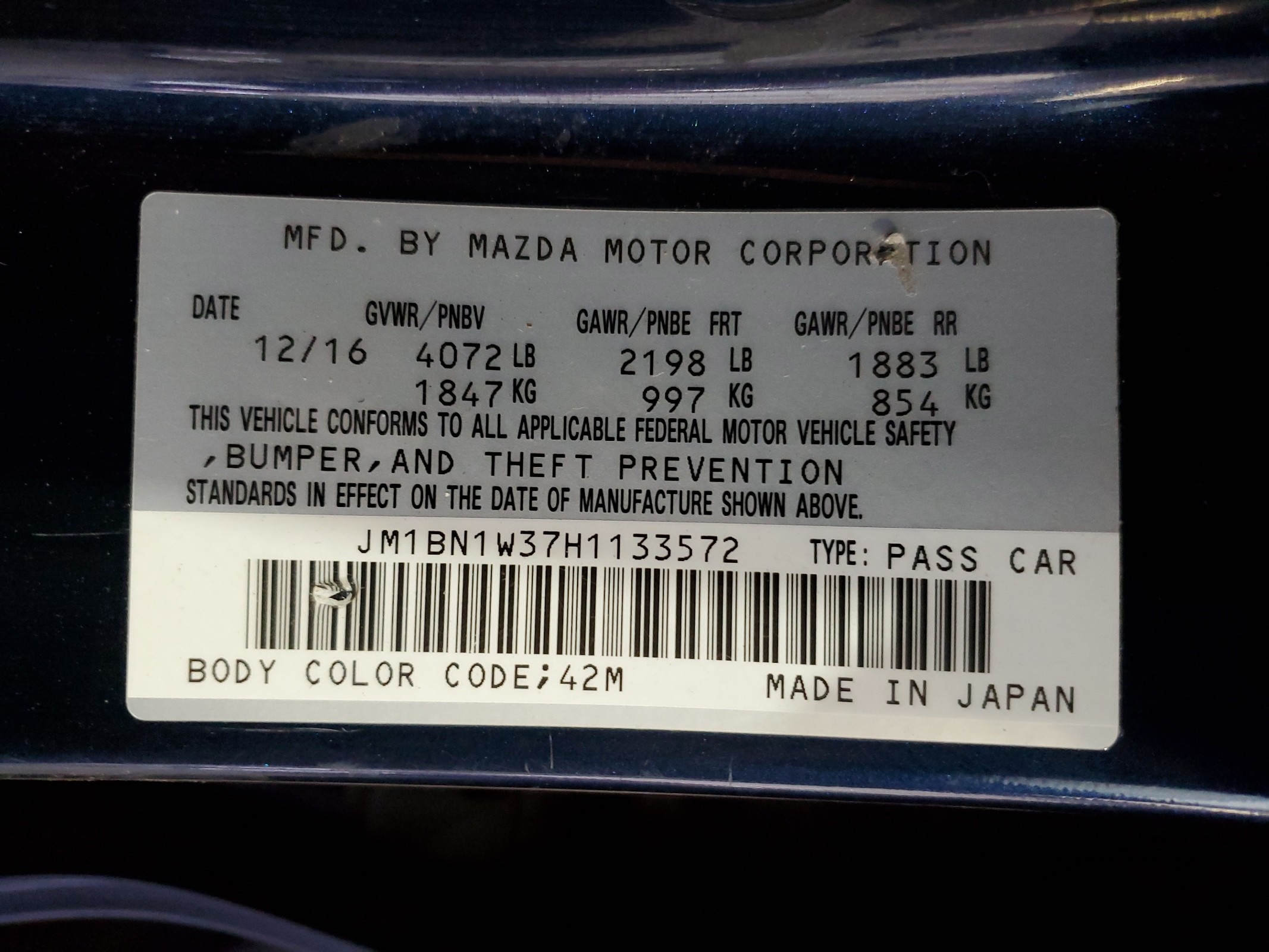 JM1BN1W37H1133572 2017 Mazda 3 Grand Touring