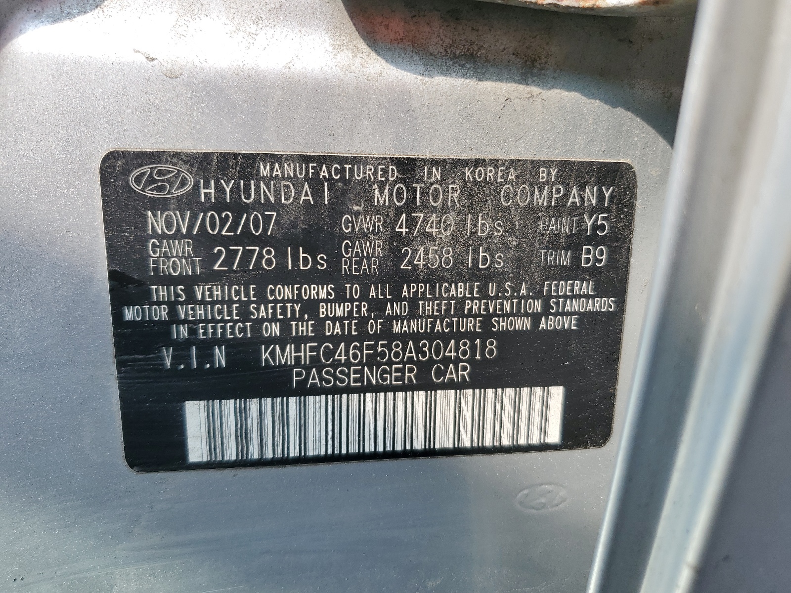 KMHFC46F58A304818 2008 Hyundai Azera Se