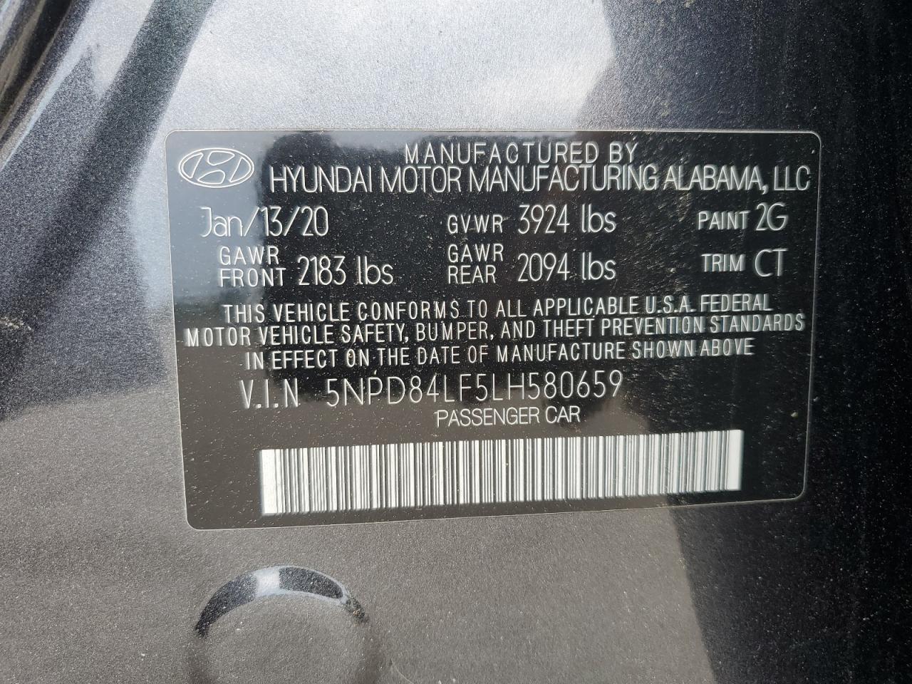 2020 Hyundai Elantra Sel VIN: 5NPD84LF5LH580659 Lot: 63851744