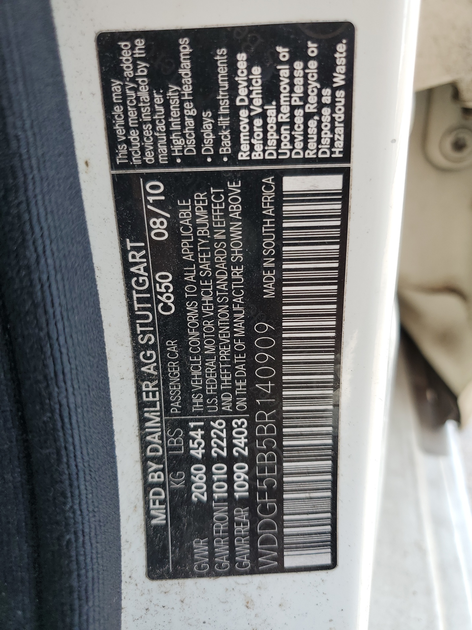 WDDGF5EB5BR140909 2011 Mercedes-Benz C 300