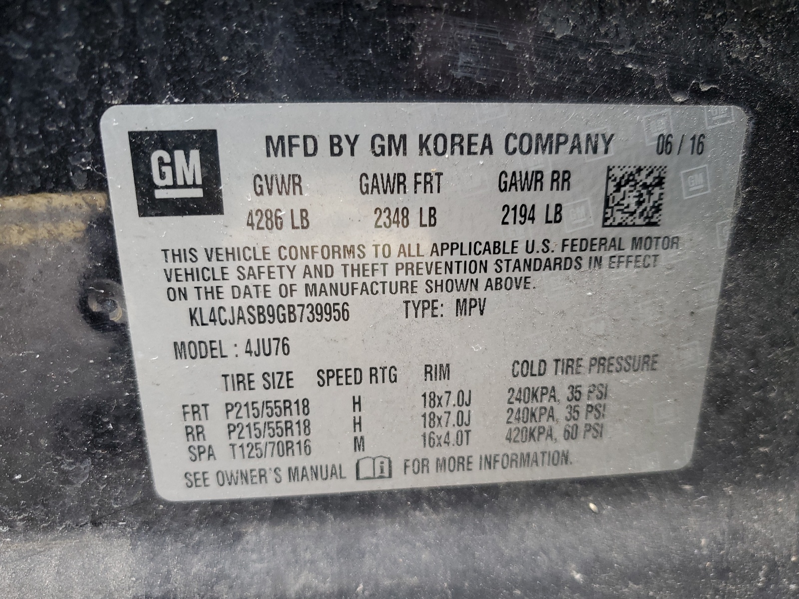 KL4CJASB9GB739956 2016 Buick Encore