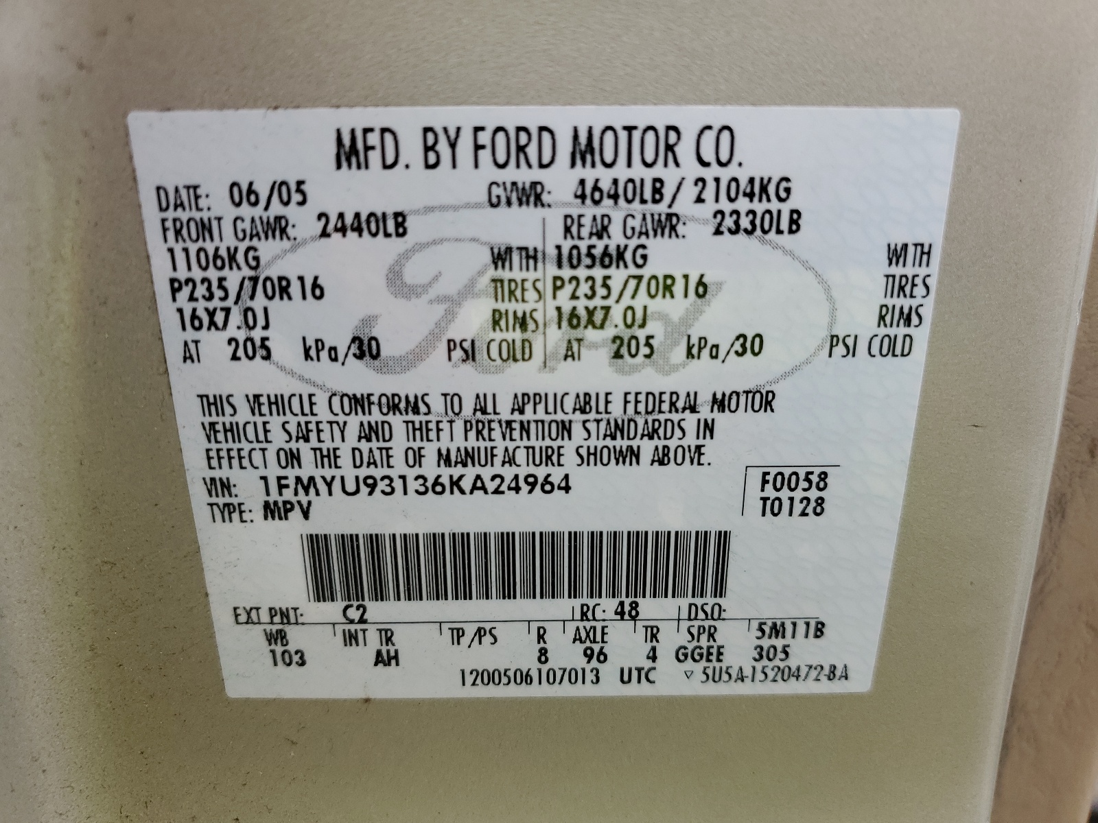 1FMYU93136KA24964 2006 Ford Escape Xlt