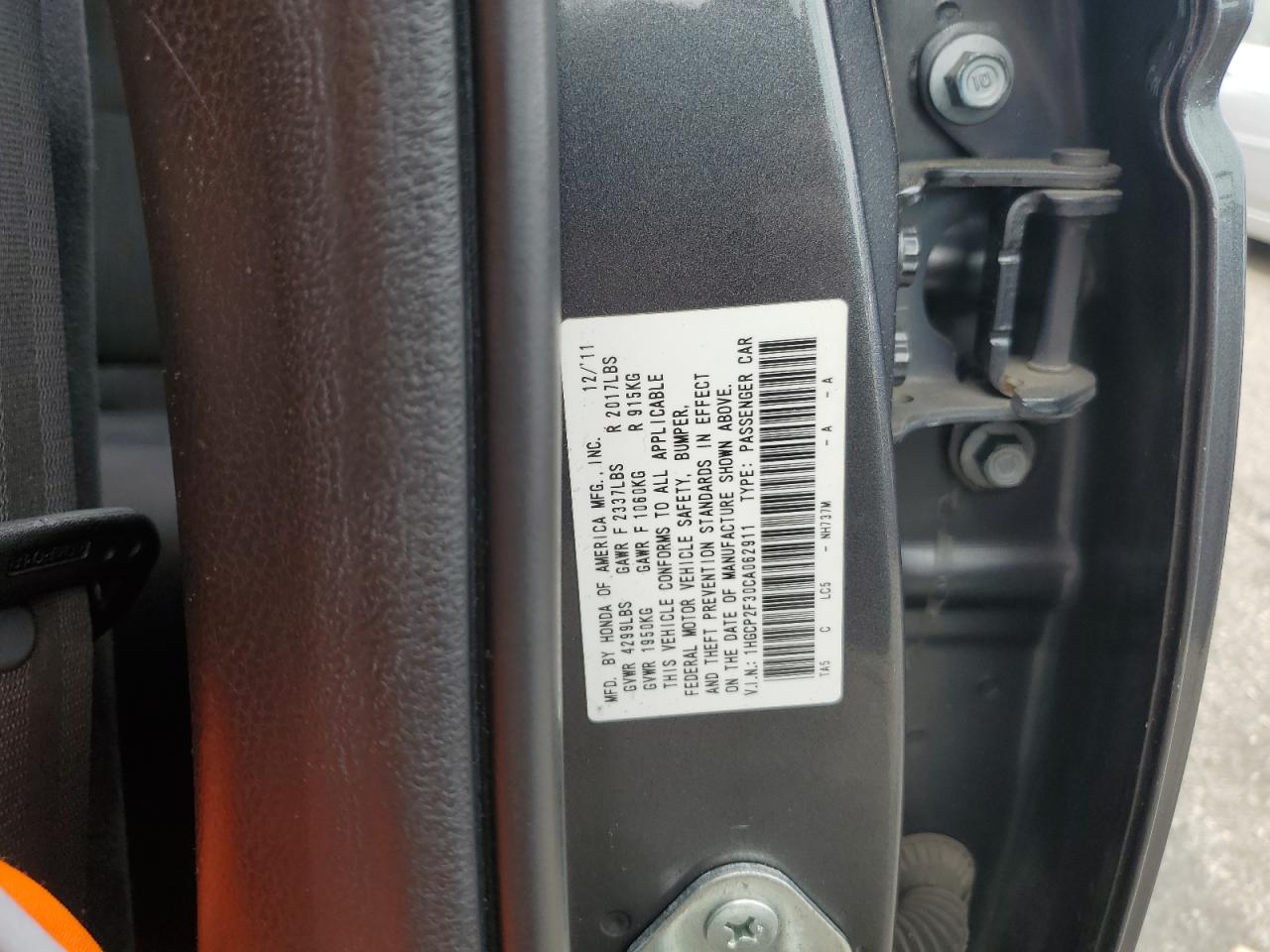 1HGCP2F30CA062911 2012 Honda Accord Lx