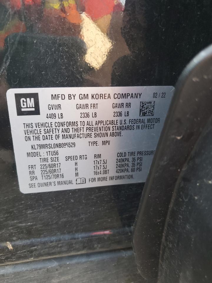 2022 Chevrolet Trailblazer Lt VIN: KL79MRSL0NB095529 Lot: 62824274