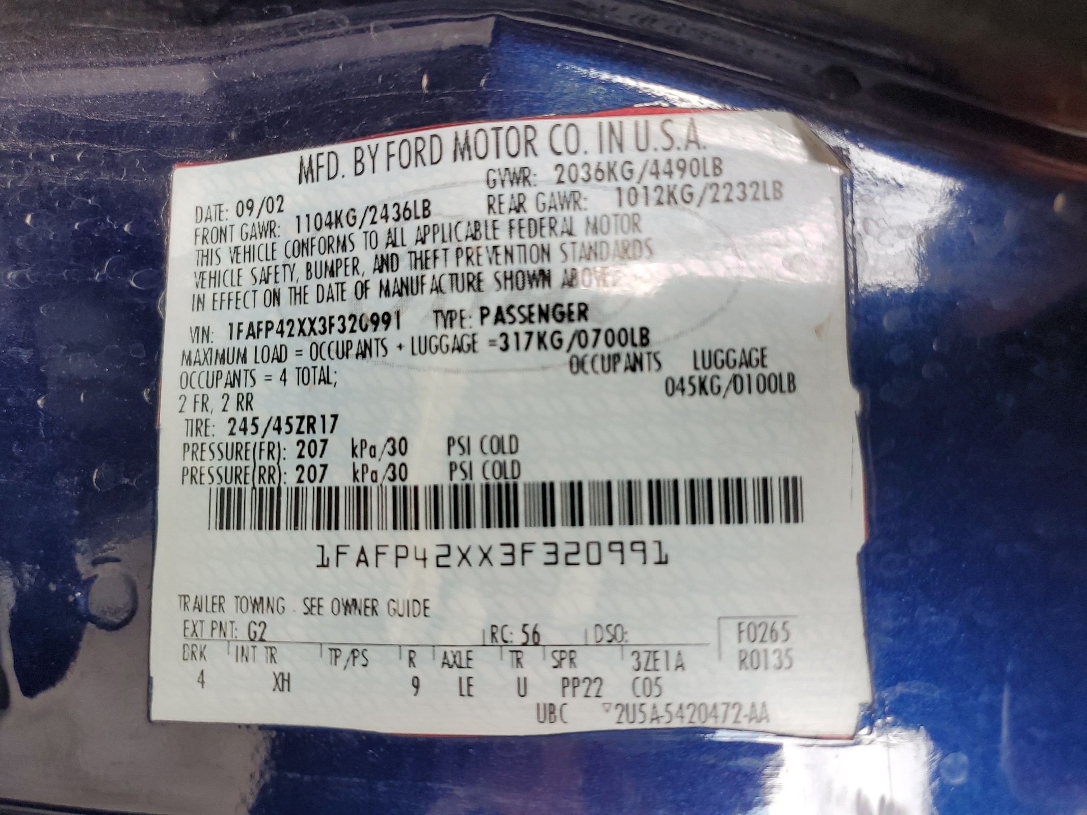 1FAFP42XX3F320991 2003 Ford Mustang Gt