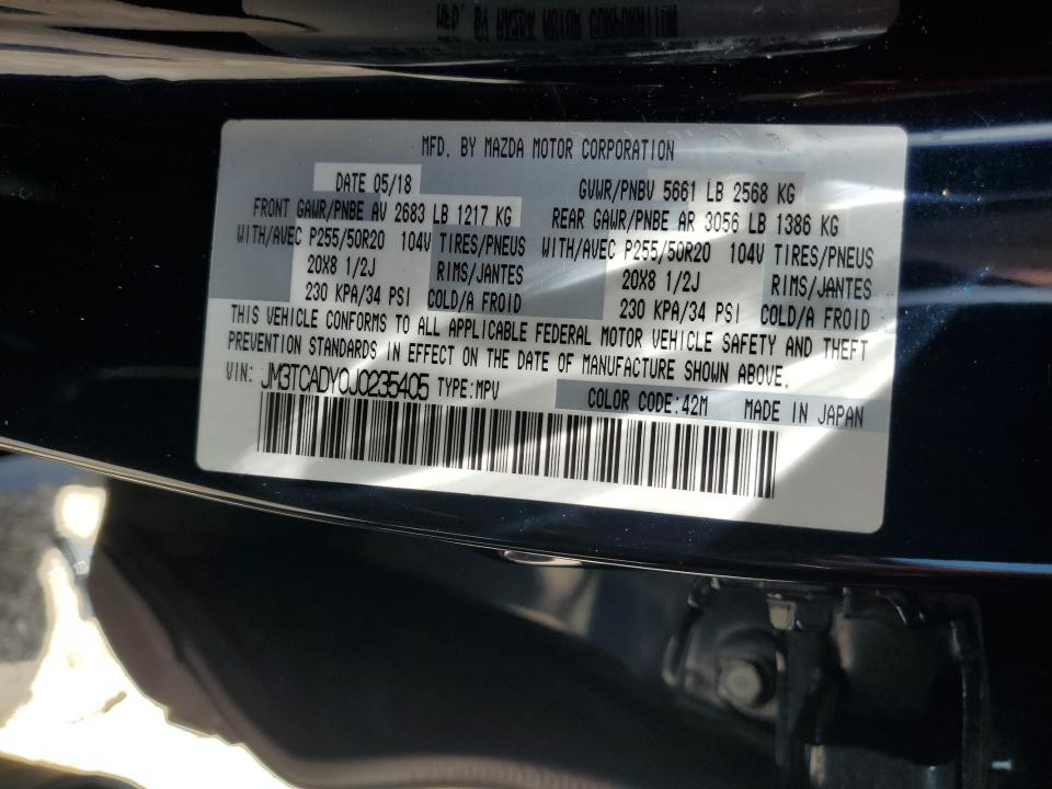 JM3TCADY0J0235405 2018 Mazda Cx-9 Grand Touring