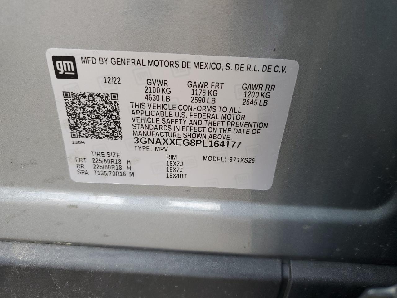 3GNAXXEG8PL164177 2023 Chevrolet Equinox Premier