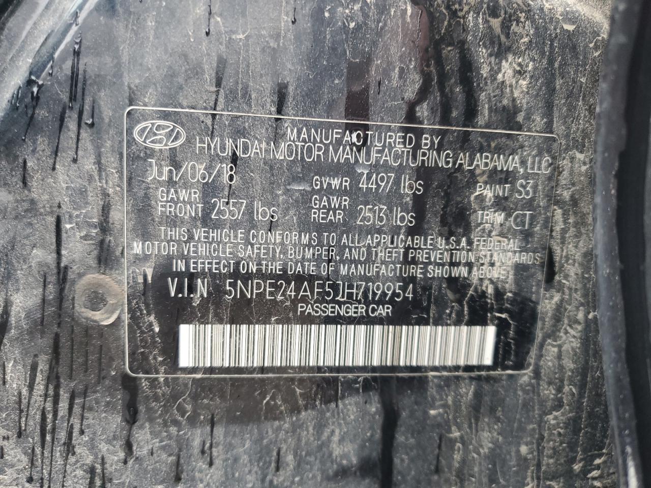 2018 Hyundai Sonata Se VIN: 5NPE24AF5JH719954 Lot: 64292044