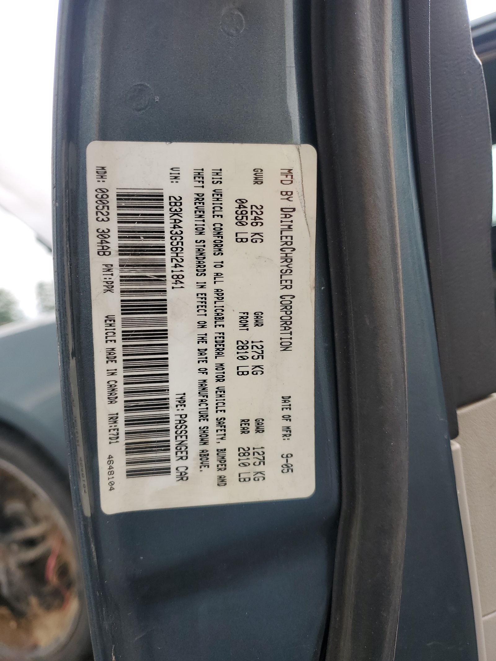 2B3KA43G56H241841 2006 Dodge Charger Se