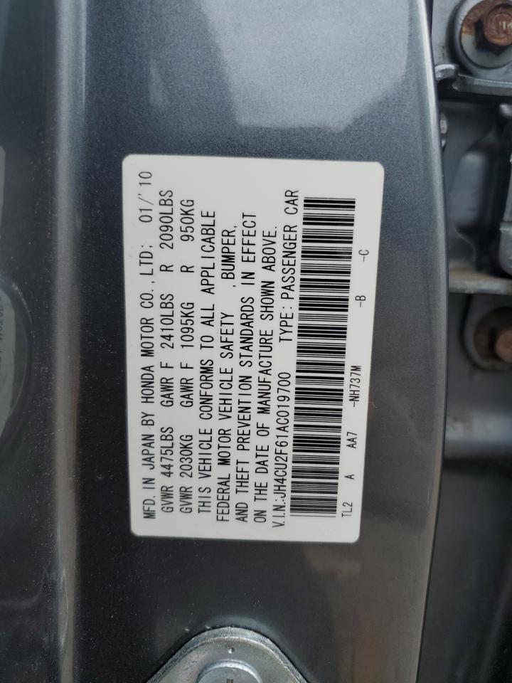 2010 Acura Tsx VIN: JH4CU2F61AC019700 Lot: 65389704