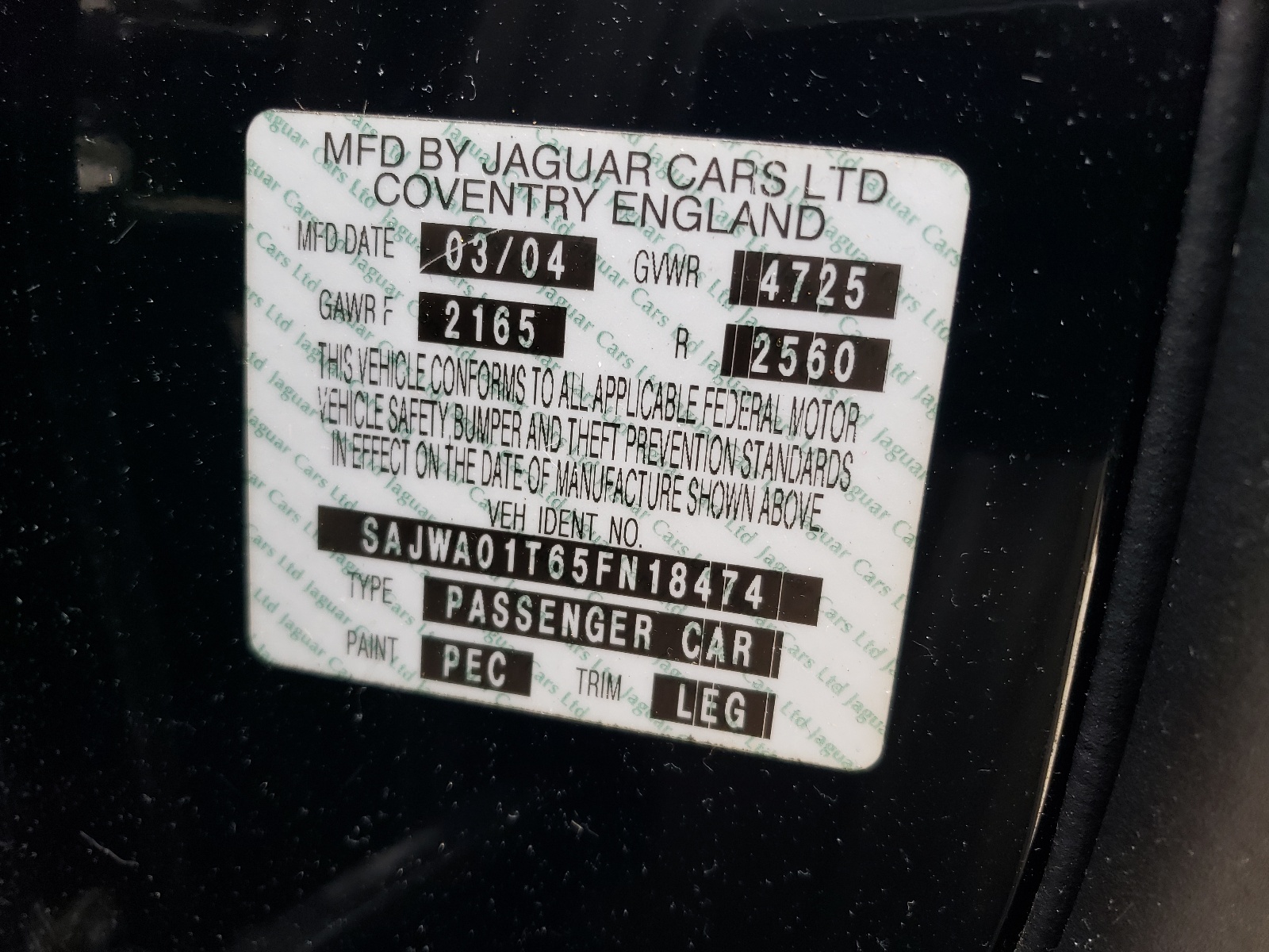 SAJWA01T65FN18474 2005 Jaguar S-Type