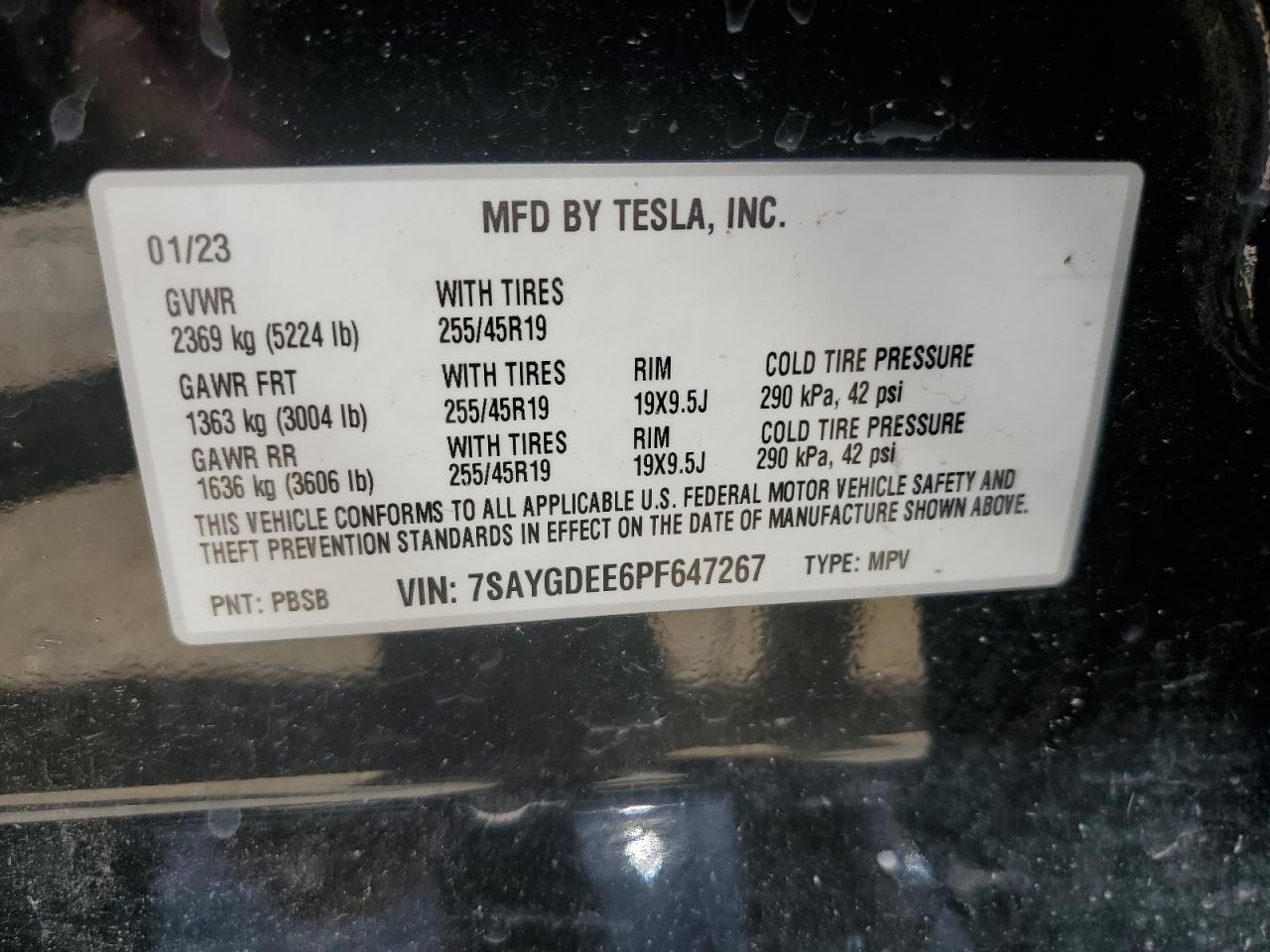 2023 Tesla Model Y VIN: 7SAYGDEE6PF647267 Lot: 61855184