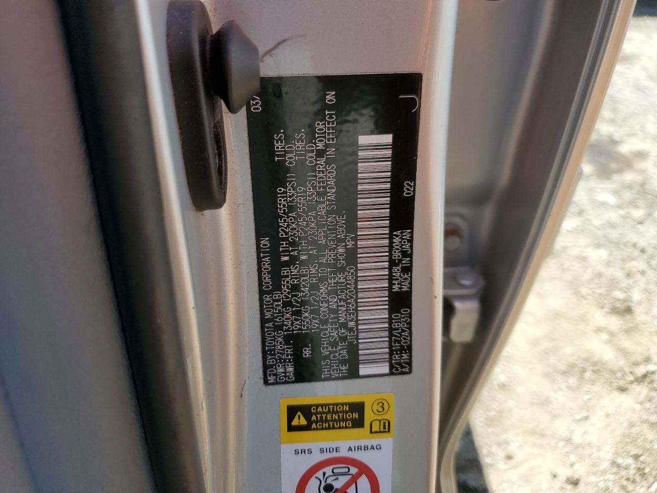 2010 Toyota Highlander Hybrid Limited VIN: JTEJW3EH6A2044850 Lot: 63980694