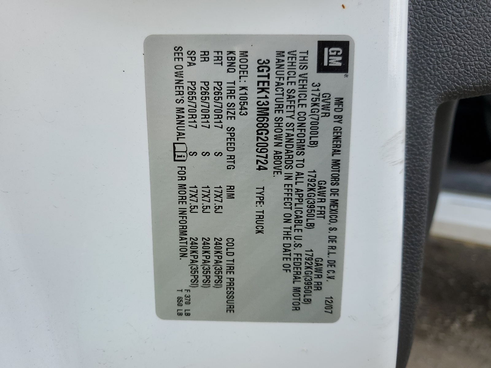 3GTEK13M68G209724 2008 GMC Sierra K1500