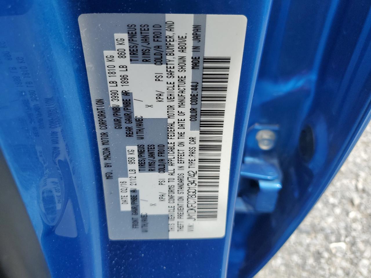 2016 Mazda Cx-3 Touring VIN: JM1DKFC78G0134742 Lot: 63691874