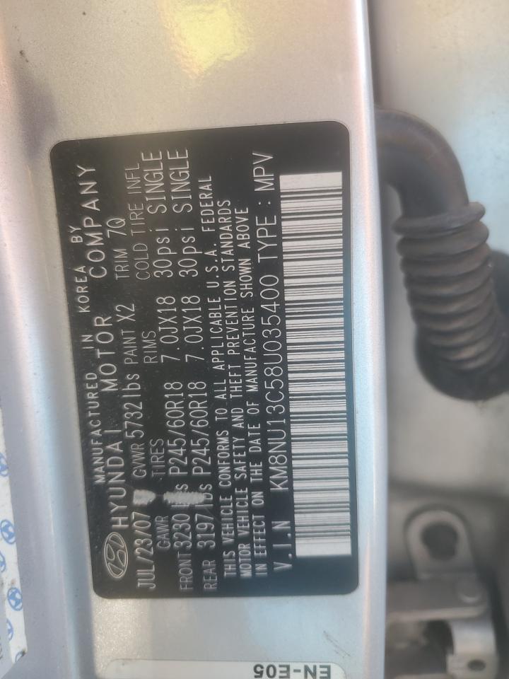 2008 Hyundai Veracruz Gls VIN: KM8NU13C58U035400 Lot: 60845834