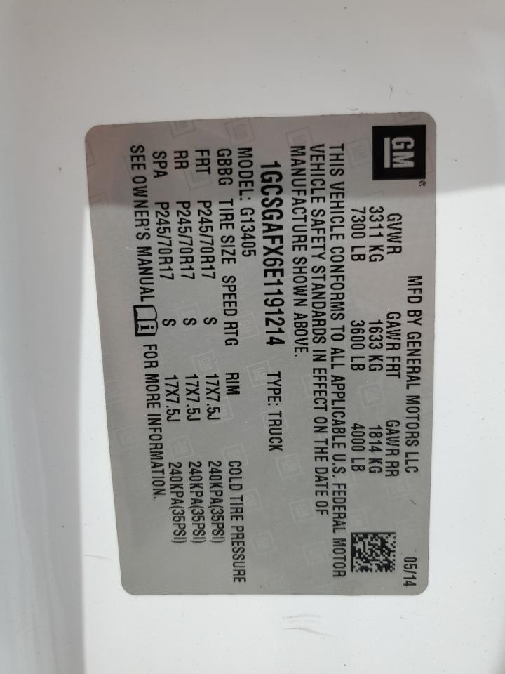 2014 Chevrolet Express G1500 VIN: 1GCSGAFX6E1191214 Lot: 61919204