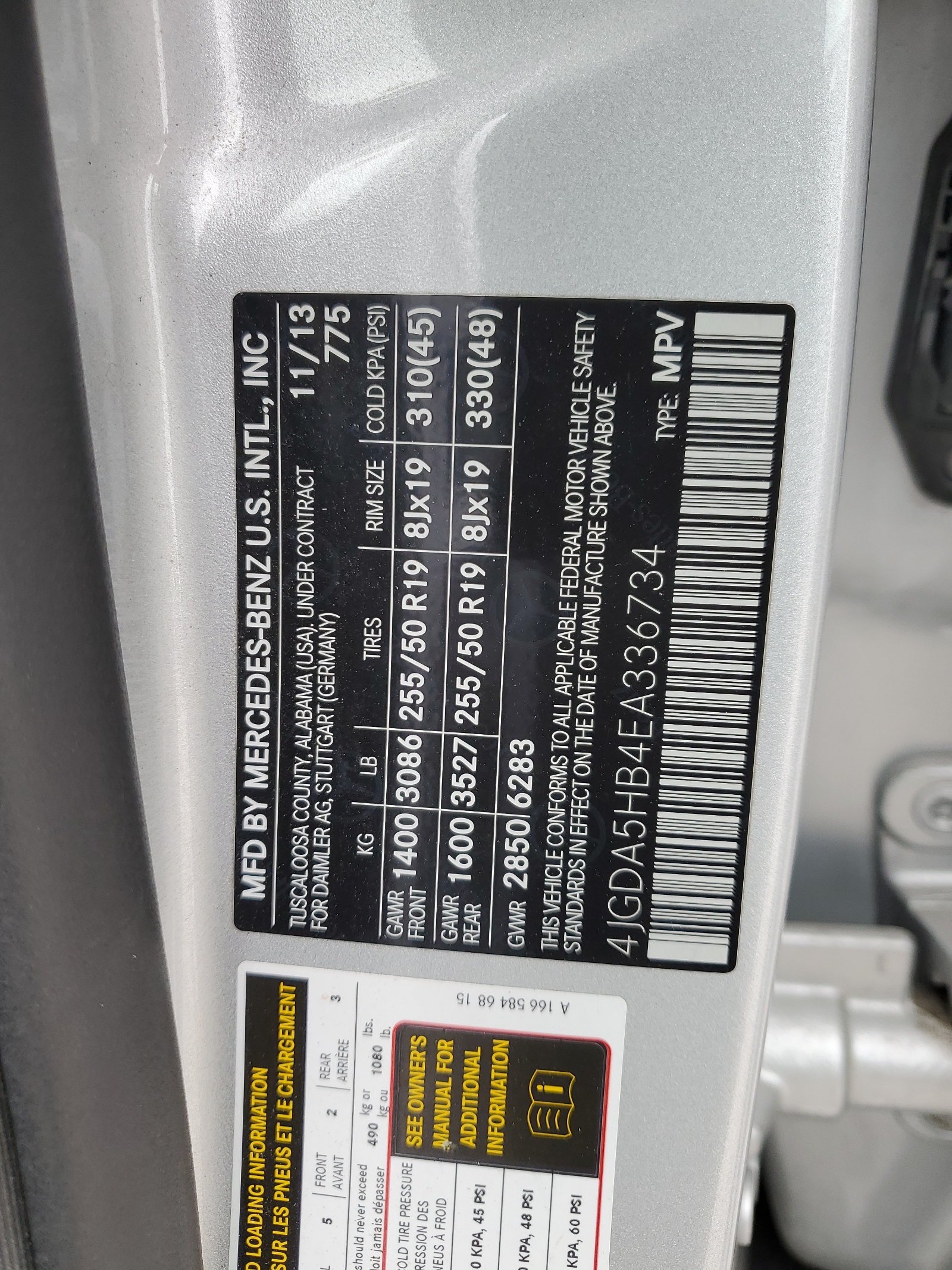 4JGDA5HB4EA336734 2014 Mercedes-Benz Ml 350 4Matic