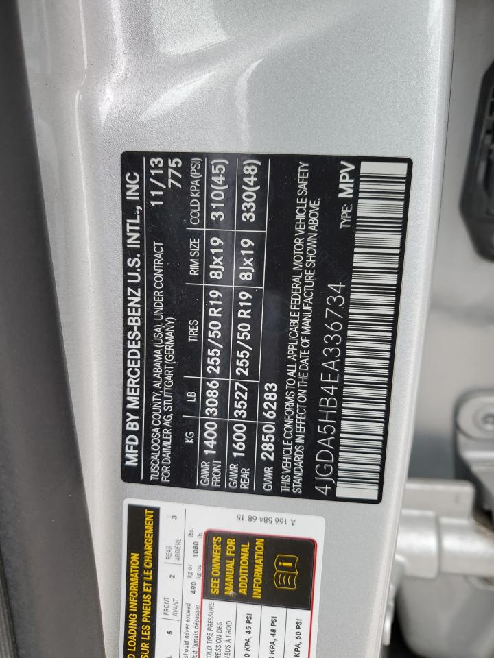 2014 Mercedes-Benz Ml 350 4Matic VIN: 4JGDA5HB4EA336734 Lot: 61824144