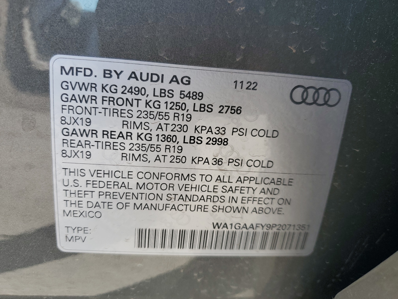 WA1GAAFY9P2071351 2023 Audi Q5 Premium 45