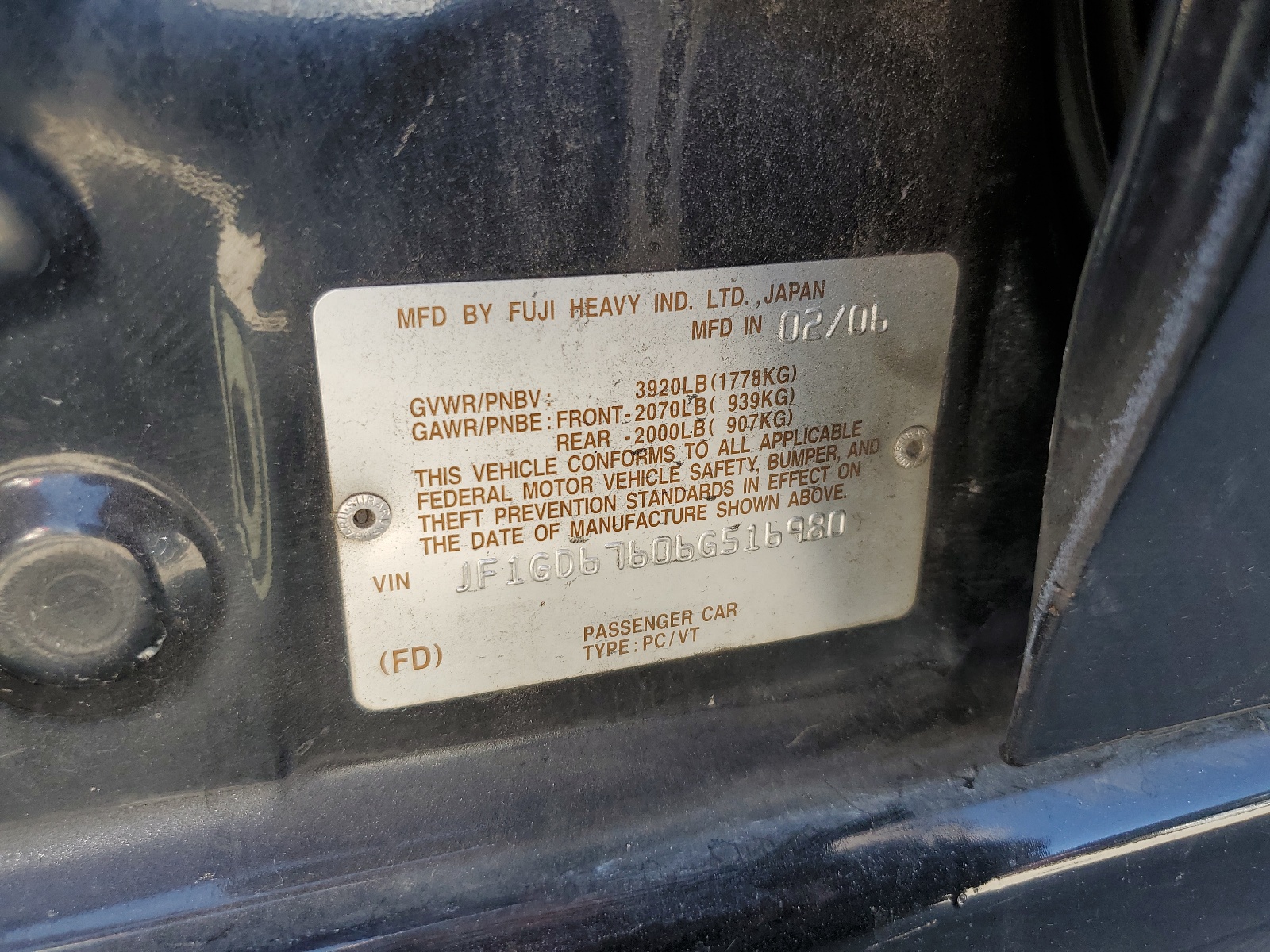 JF1GD67606G516980 2006 Subaru Impreza 2.5I