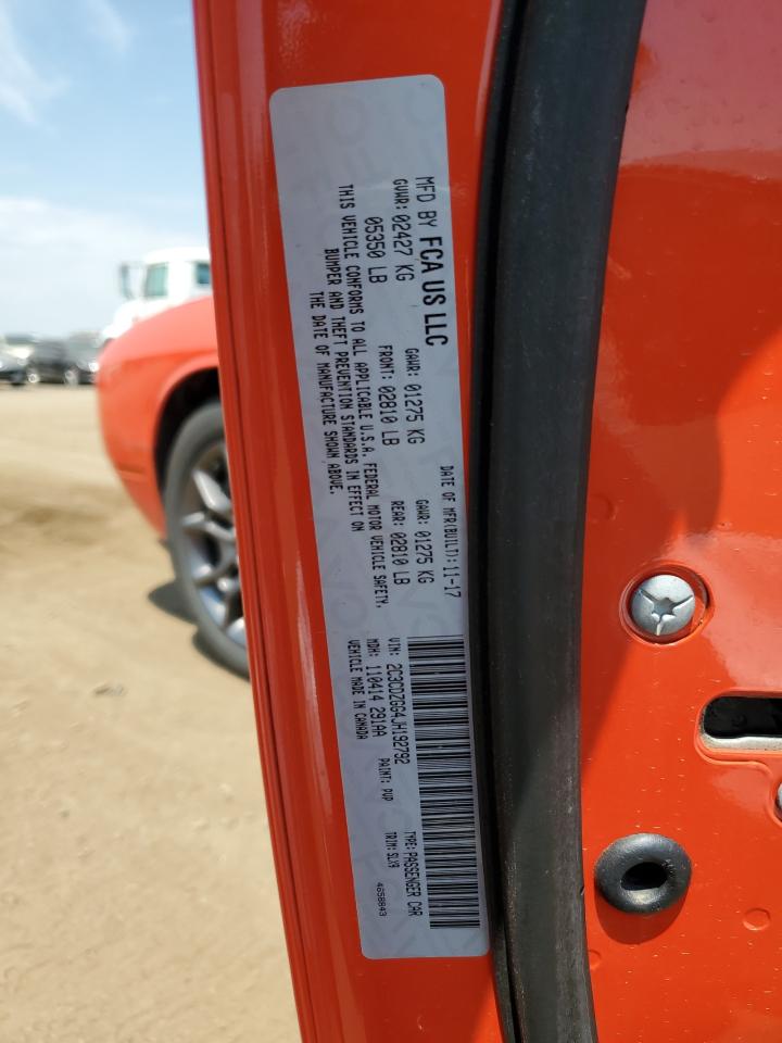 2018 Dodge Challenger Gt VIN: 2C3CDZGG4JH192792 Lot: 62148214