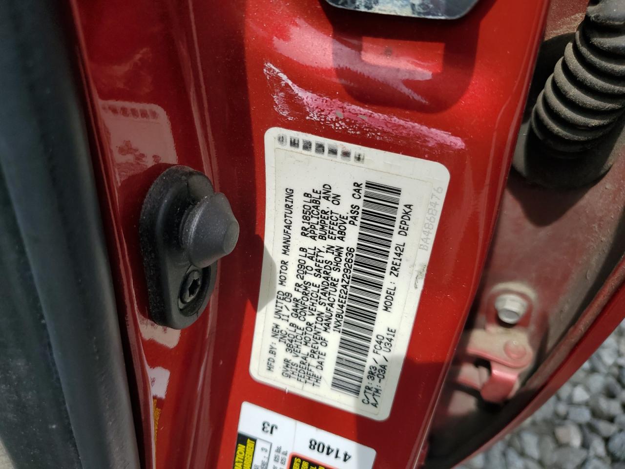 2010 Toyota Corolla Base VIN: 1NXBU4EE2AZ292636 Lot: 62640314