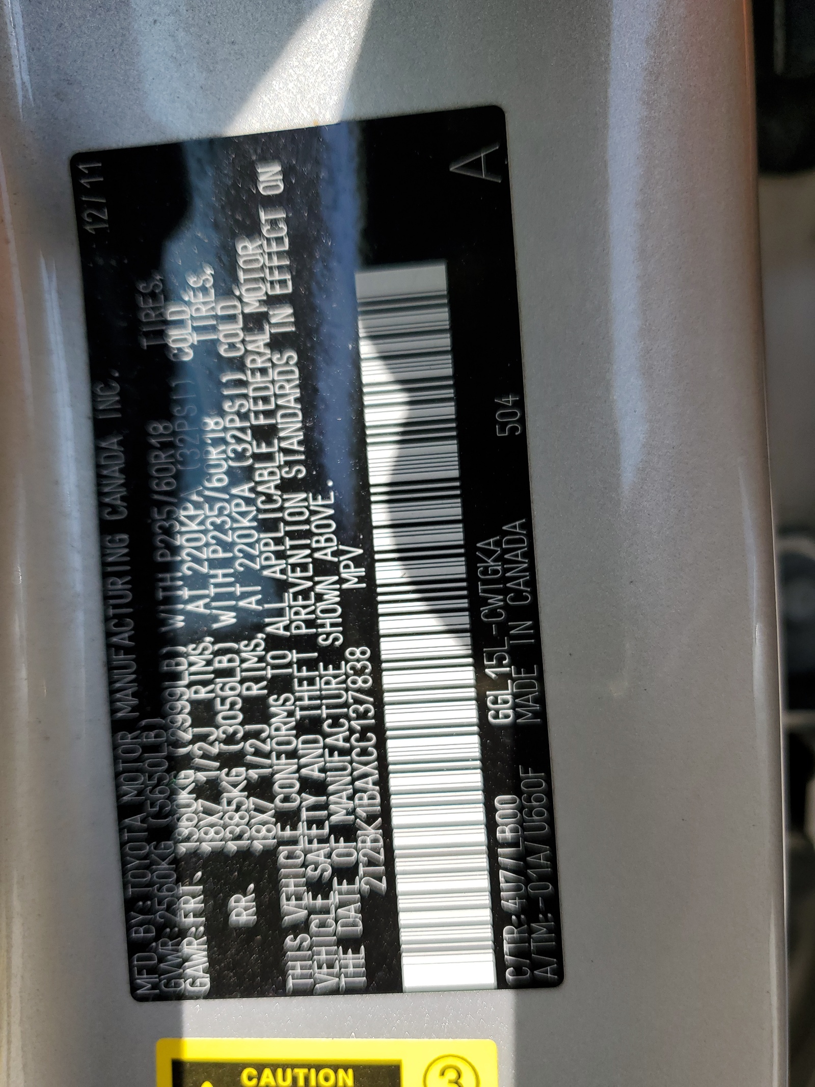 2T2BK1BAXCC137838 2012 Lexus Rx 350