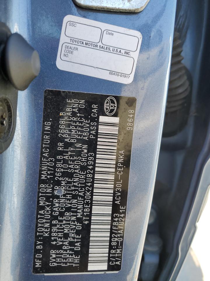 2004 Toyota Camry Le VIN: 4T1BE30K24U824993 Lot: 65074884