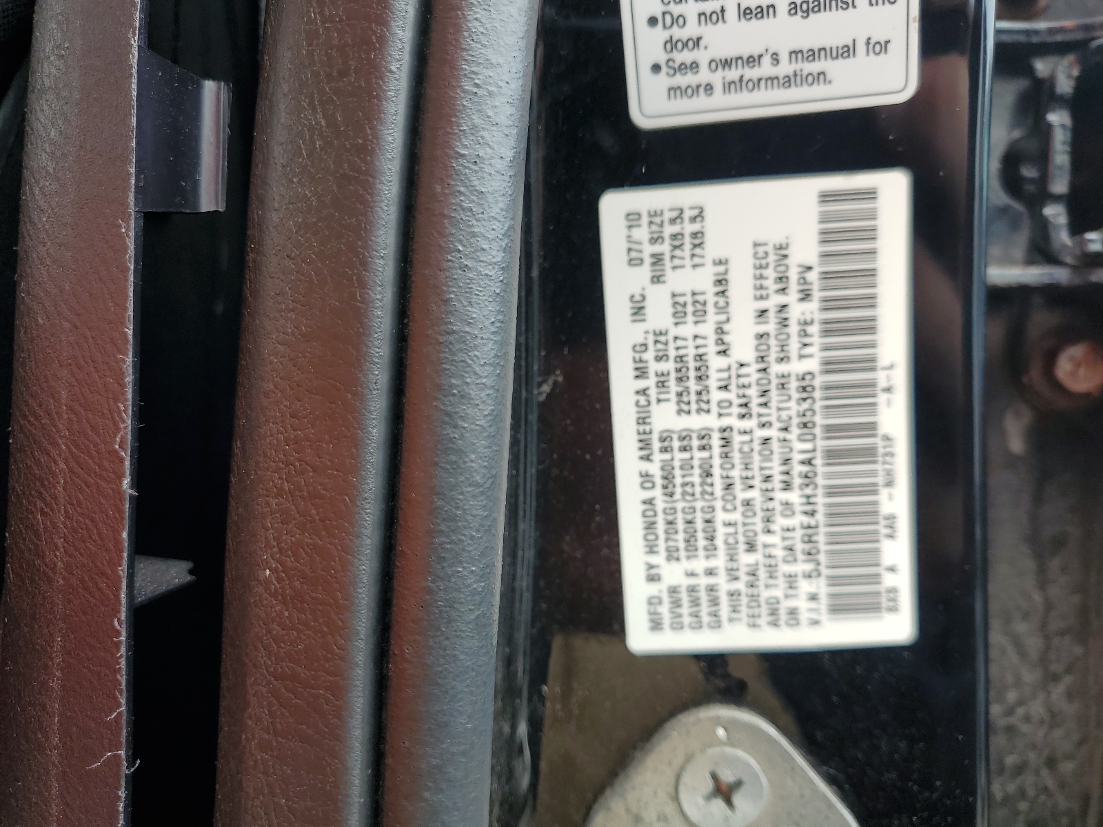 5J6RE4H36AL085385 2010 Honda Cr-V Lx