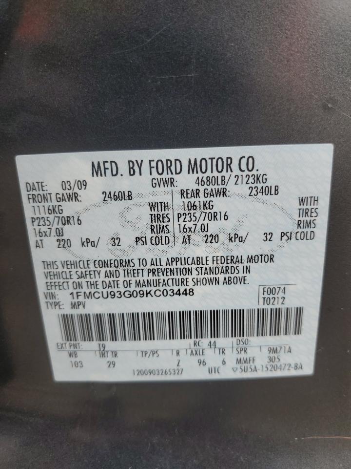 2009 Ford Escape Xlt VIN: 1FMCU93G09KC03448 Lot: 60395204