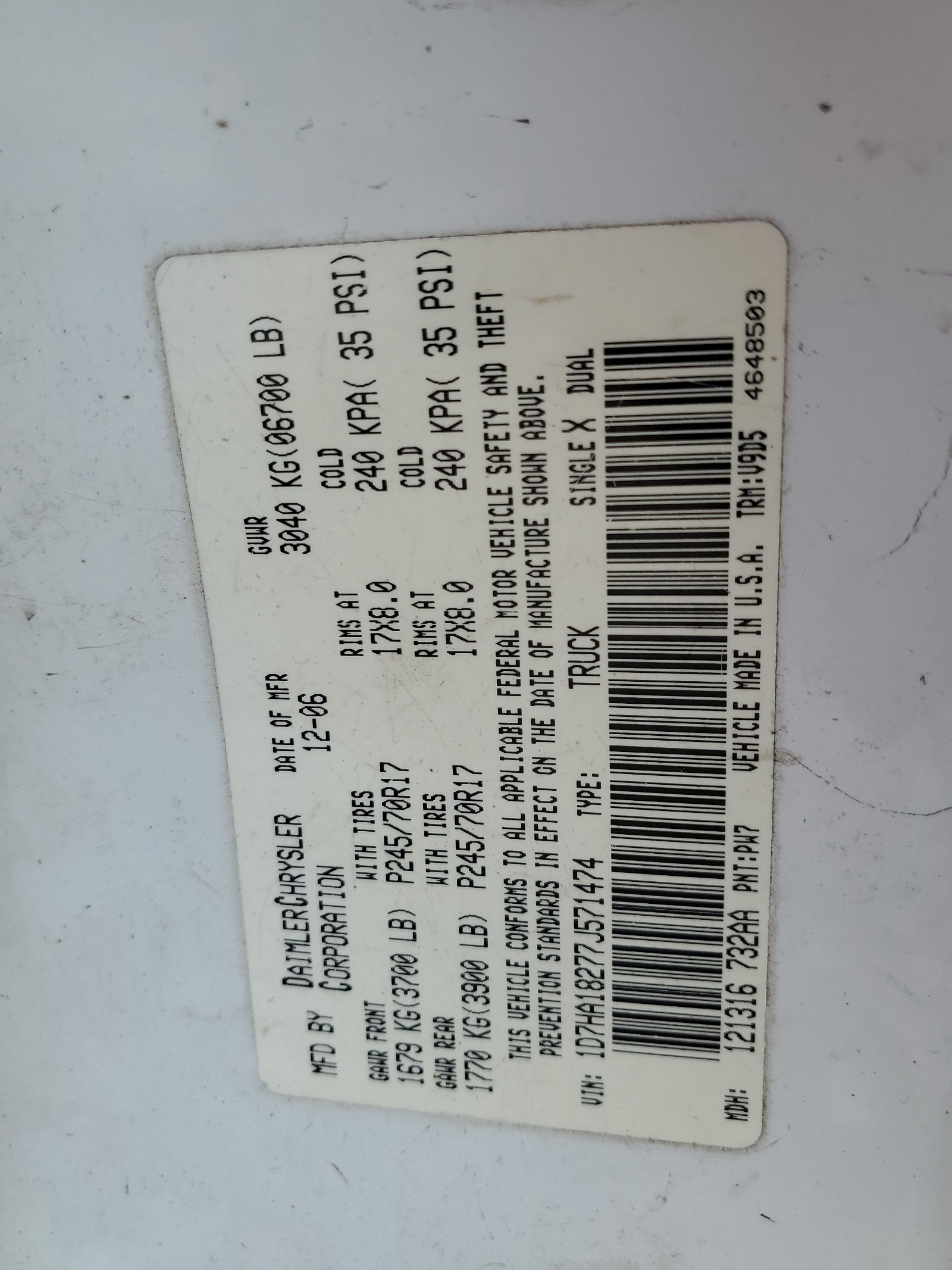 1D7HA18277J571474 2007 Dodge Ram 1500 St