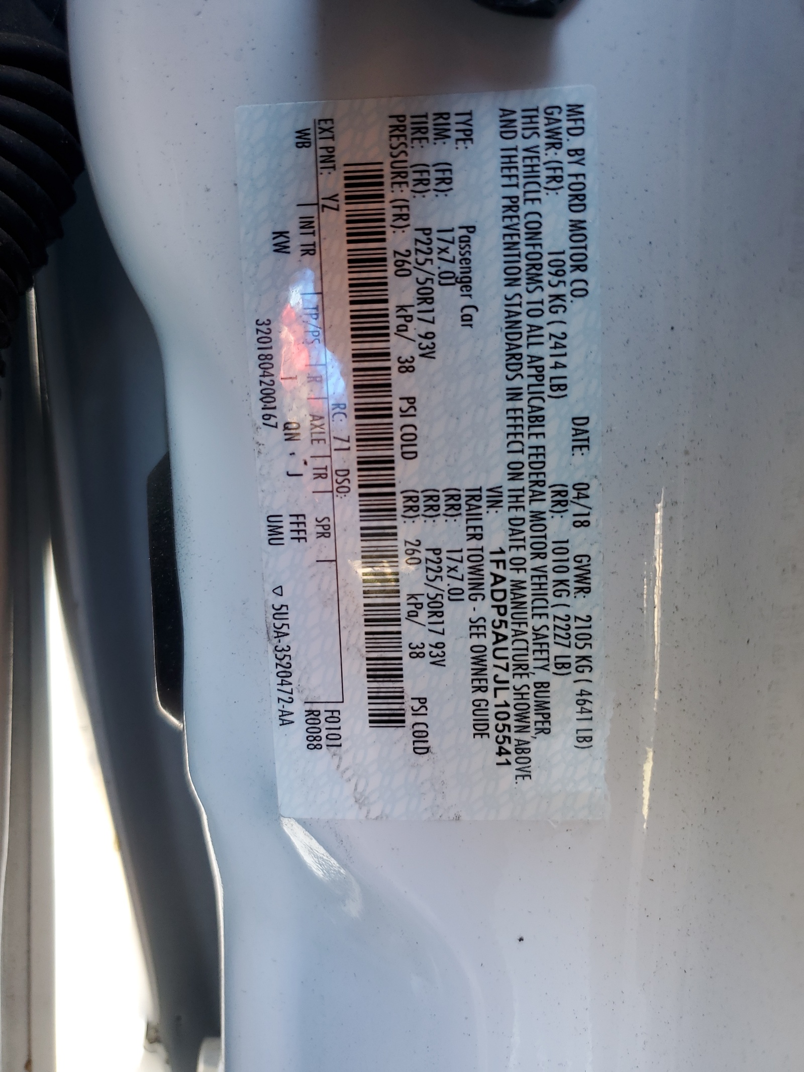 1FADP5AU7JL105541 2018 Ford C-Max Se