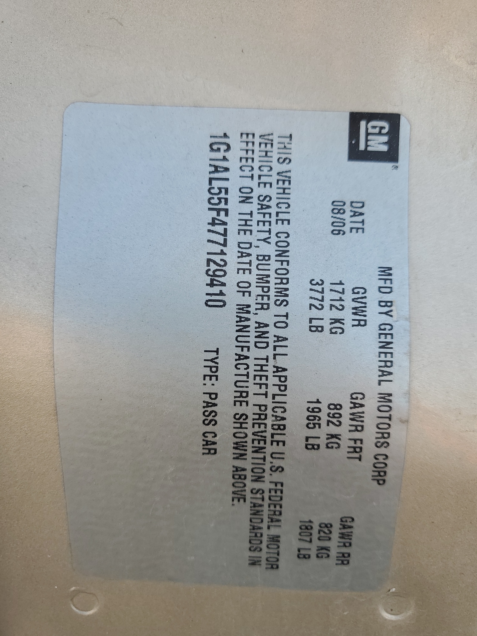 1G1AL55F477129410 2007 Chevrolet Cobalt Lt